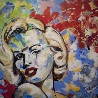 Acryl Painting of Marilyn Monroe All of a sudden She started to cry -- on canvas 120 x 100 cm. Framed.
